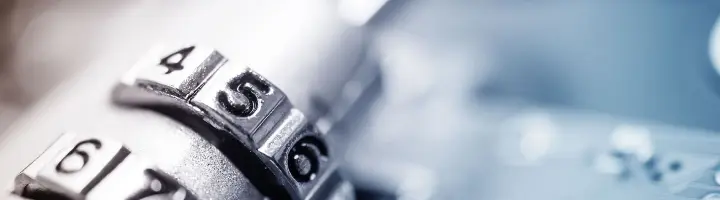 Combination padlock on motherboard computer for security concept